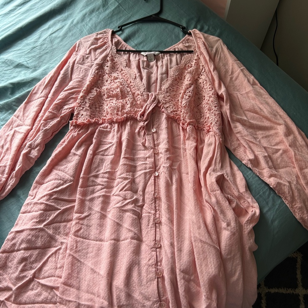 Destination Maternity Pink Lace-Trimmed Dress